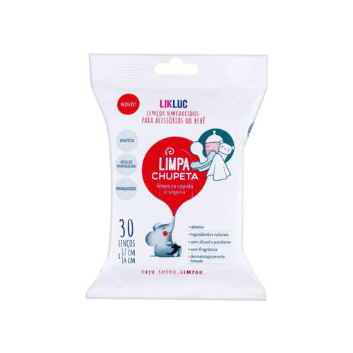 Imagem do produto Lenço Umedecido Para Acessórios Do Bebê Likluc Limpa Chupeta Com 30 Unidades