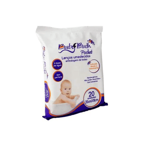 Lenços Umedecidos Baby Bath Pocket Com 20 Unidades