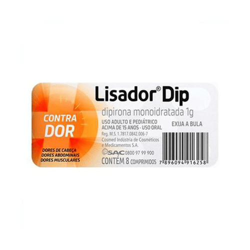 Lisador Dipirona 1G 8 Comprimidos
