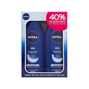 Imagem do produto Loção Nivea Milk Para Pele Seca A Extrasseca Com 2 Unidades De 400Ml Cada 40% De Desconto Na Segunda Unidade