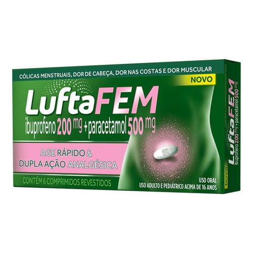 Luftafem - 200,0 + 500,0Mg Com 6 Comprimidos