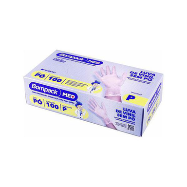 Imagem do produto Luva De Vinil Bompack Sem Pó Com 100 Unidades Tamanho P