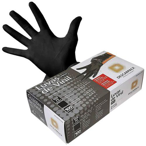 Imagem do produto Luva De Vinil Descartável Descarpack Sem Pó Preta Tam G 100 Unidades
