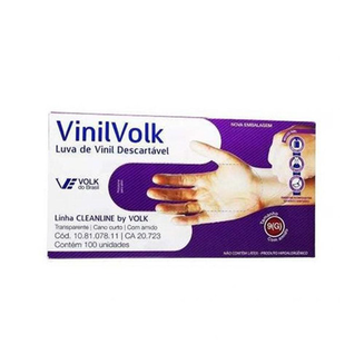 Luva De Vinil Volk Com Amido Com 100Un Tam. G