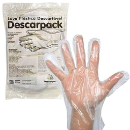 Luva Plástica Descartável Descaparck 100 Unidades Descarpack