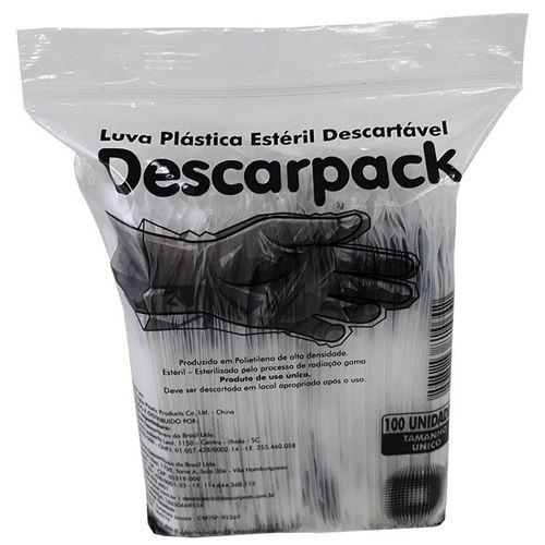 Luva Plástica Descartável Estéril Descarpack Com 100 Unidades
