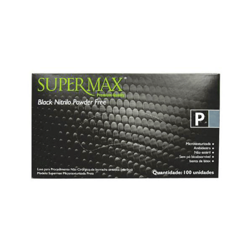 Imagem do produto Luva Supermax Nítrica Com 100 Preta Sem Pó Tamanho P
