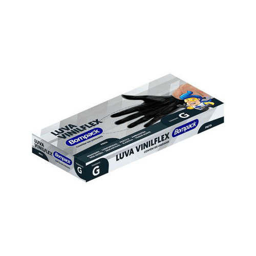 Imagem do produto Luva Vinilflex Com 100 Preta Sem Po G