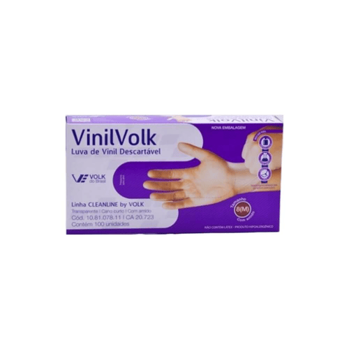 Luvas De Procedimento Volk Vinil Tamanho M 100 Unidades Com Amido