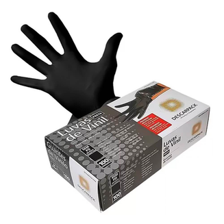 Luvas De Vinil Sem Pó Preta Tamanho Para 10