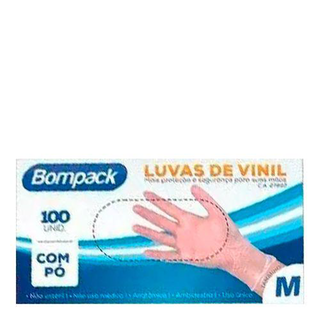 Luvas De Vinil Tamanho M Com Pó Bompack 100 Unidades