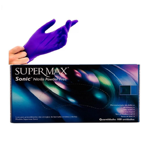 Imagem do produto Luvas Descartáveis Antiderrapantes Supermax Sonic Azulcobalto De Nitrilo 100 Unidades Tamanho Gg