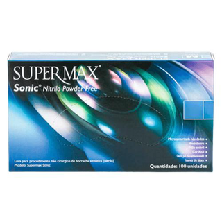 Imagem do produto Luvas Descartáveis Antiderrapantes Supermax Sonic Azulcobalto De Nitrilo 100 Unidades Tamanho Para