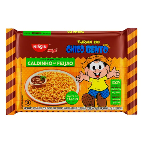 Macarrão Instantneo Nissin Miojo Turma Do Chico Bento Sabor Caldinho De Feijão 70G