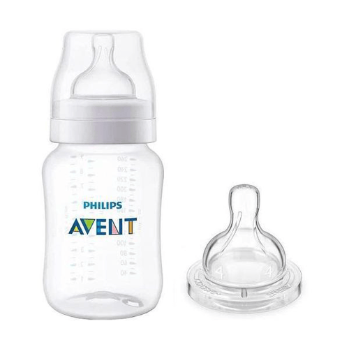 Imagem do produto Mamadeira Anticolic 260Ml Transparente + Bico N4 Philips Avent Scd809/17