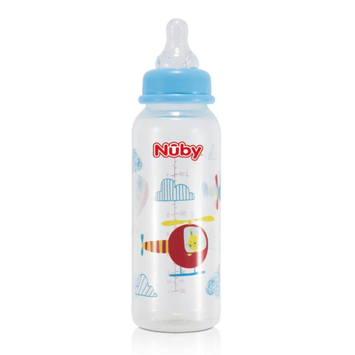 Imagem do produto Mamadeira Estampada Bico Normal 240Ml Azul Nb01160.012 Helicoptero Nuby