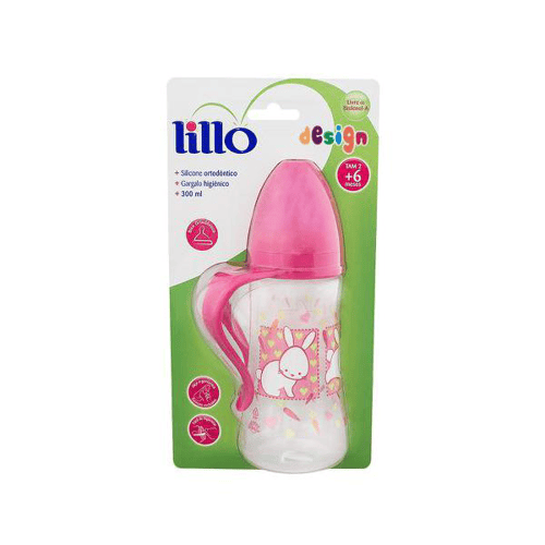 Mamadeira Lillo Design Bico De Silicone Ortodôntico 6+ Meses Rosa 300Ml