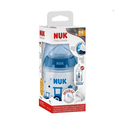 Mamadeira Nuk First Choice Controle Temperatura Azul Tamanho 1 150Ml Ref: Pa70691B