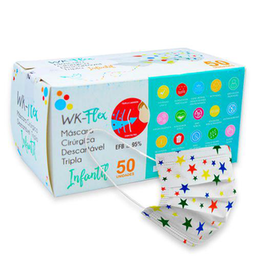 Imagem do produto Máscara Cirúrgica Tripla Descartável Infantil Estrelinha Com 50 Wk Flex