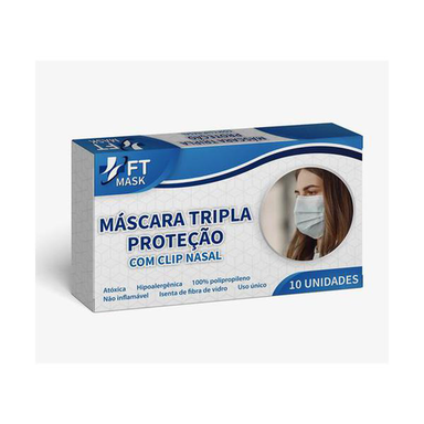 Imagem do produto Máscara Descartável Tripla Com Elástico Ft 10 Unidades