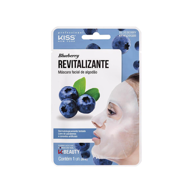 Imagem do produto Máscara Facial De Algodão Kiss Ny Blueberry Revitalizante 1 Unidade