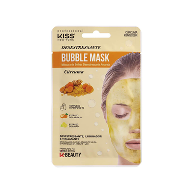 Máscara Facial De Bolhas Amarela Kiss Ny Cúrcuma Desestressante 1 Unidade