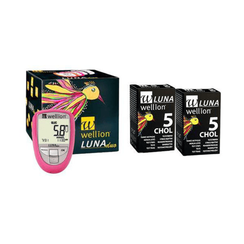 Imagem do produto Medidor Colesterol E Glicose Luna Rosa + 10 Tiras Para Wellion