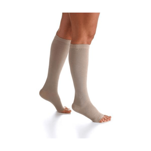 Meia 3/4 Panturrilha Sigvaris Algodão Super 30-40Mmhg Ponteira - Aberta Bege