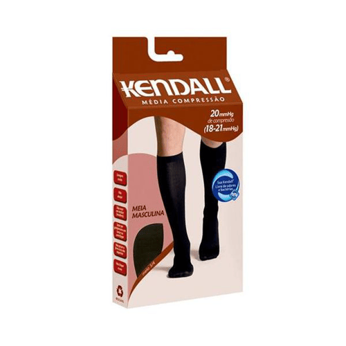 Meia Masculina Kendall Média Compressão Tamanho P E Cor Preta 1 Par