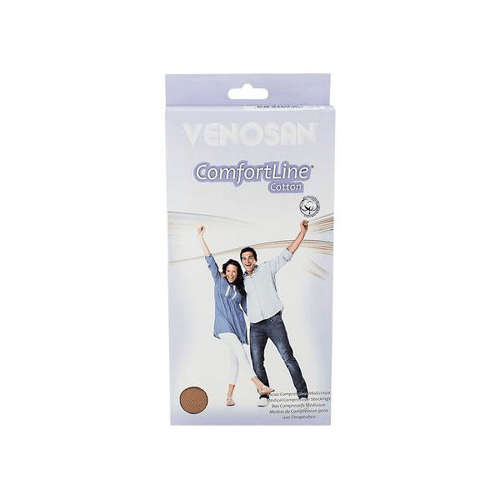Imagem do produto Meia Panturrilha 3 4 Venosan Confortline Cotton 3040 Mmhg Eg Tamanho Extra Grande Curto, Cor Bege, Ponteira Aberta