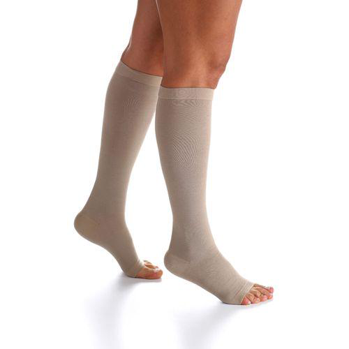 Meia Panturrilha 3040 Algodão Super Sigvaris Normal - Bege Ponteira Aberta