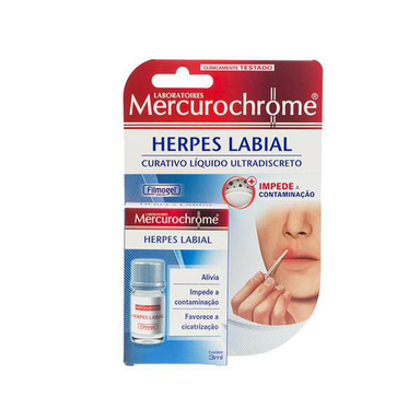 Mercurochrome Filmogel Curativo Líquido Ultradiscreto Para Herpes Labial 3Ml