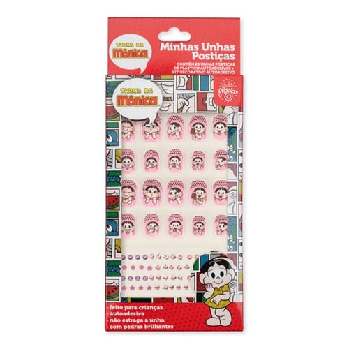 Imagem do produto Minhas Unhas Postiças Infantil Turma Da Mônica Magali Rosa Desenhos Sortidos 20 Unidades