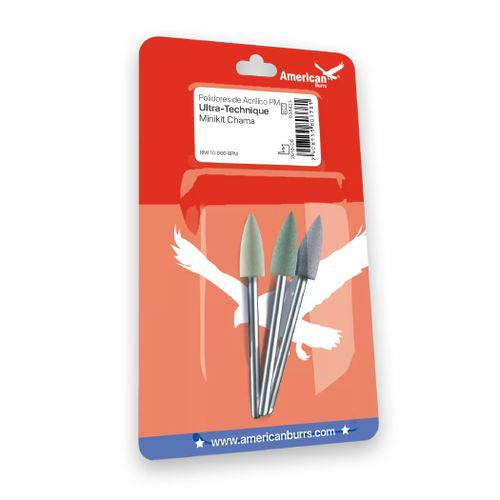 Imagem do produto Mini Kit De Polidores De Acrílico Pm Ultra Technique Chama Com 3 American Burrs