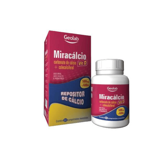 Miracalcio Vitamina D 500Mg E 400Ui Com 60 Comprimidos Revestidos
