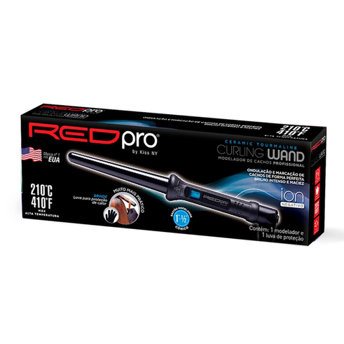 Modelador De Cachos Red Pro By Kiss Ny Curling Wand Cônico 1 1/2 1 Unidade