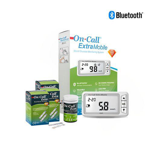 Imagem do produto Monitor De Glicose Bluetooth + 150 Tiras Oncall Extra Mobile On Call Plus Ii