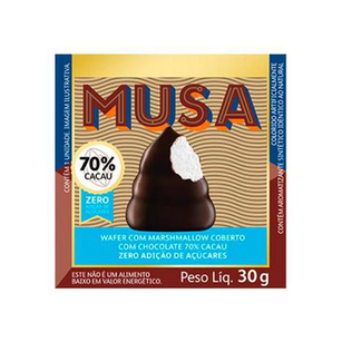 Musa Gold & Ko 70% Cacau Zero Açúcar Wafer Com Marshmallow 30G
