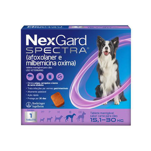 Nexgard Spectra Anti Pulgas E Carrapatos Para Cães De 15,1 A 30Kg 1 Tablete Mastigável