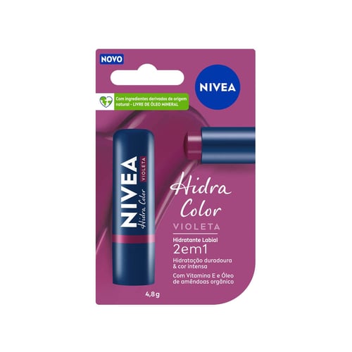 Nivea Hidratante Labial 2 Em 1 Hidra Color Violeta 4,8G