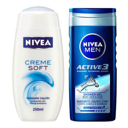 Imagem do produto Nivea Sabonete Liquido Creme Soft 250Ml E Sabonete Liquido Active 3 Masc Preco Promocional