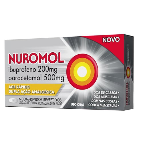 Nuromol 200Mg + 500Mg 6 Comprimidos Revestidos - Comprimidos 200,0 + 500,0Mg Com 6