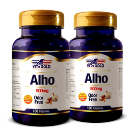 Imagem do produto Óleo De Alho 500 Mg Odor Free Vitgold Kit2x 100 Cápsulas