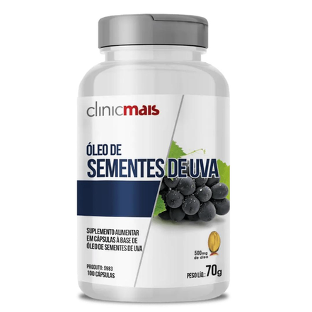 Imagem do produto Óleo De Semente De Uva 500Mg 100Caps Vários Benefícios Clinic Mais