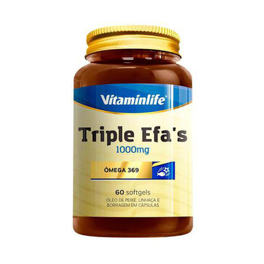 Ômega 3, 6, 9 Triple Efa's Fish Oil Óleo De Peixe Vitamin Life 1000Mg C/ 60 Cápsulas
