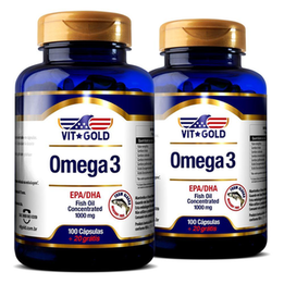 Imagem do produto Ômega 3 Fish Oil Óleo De Peixe 1000 Vitgold Kit 2X 100 Cap.