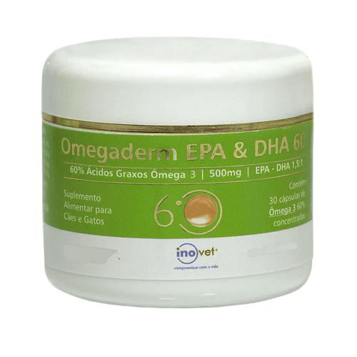 Omegaderm Epa & Dha 60 Suplemento Para Cães E Gatos 500Mg C/ 30 Cápsulas Inovet