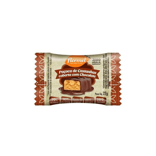 Imagem do produto Paçoca Flormel De Castanhas Coberta Com Chocolate Zero Açúcar 1 Unidade 20G