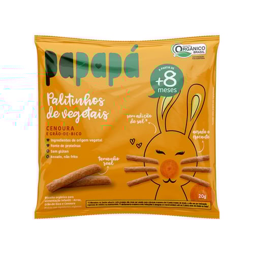 Palitinhos De Vegetais Papapá 8+ Meses Sabor Cenoura E Grão De Bico 20G