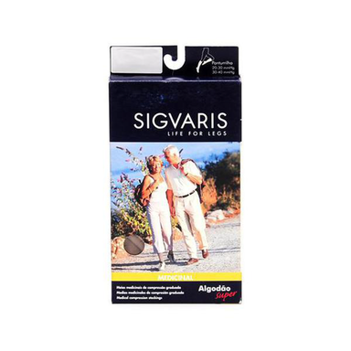 Imagem do produto Panturrilha - Medicinal Sigvaris Algodão Super C Ponteira Aberta 3 4 Unissex Bege 20-30Mmhg-P Longa -Modelo 282S